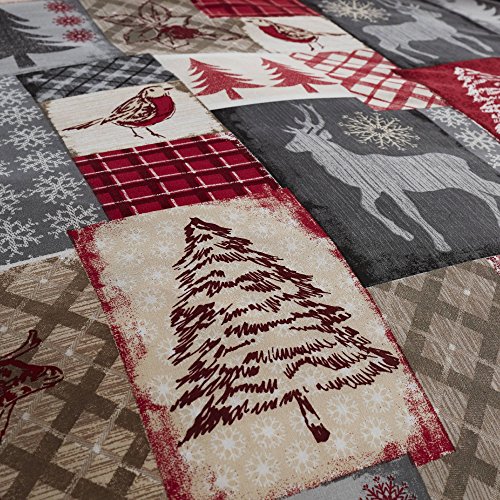 Happy Linen Company Christmas Patchwork - Set de Fundas para edredón - Estampado navideño - Rojo - Super King