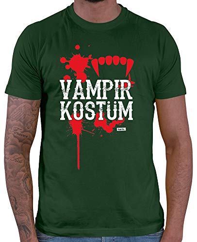 Hariz - Camiseta de vampiro para hombre, disfraz de carnaval, incluye tarjeta de regalo verde oscuro M