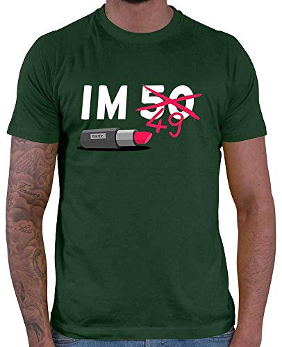 Hariz – Camiseta para hombre, diseño de pintalabios, 50 cumpleaños 1969, tarjetas de regalo verde oscuro M