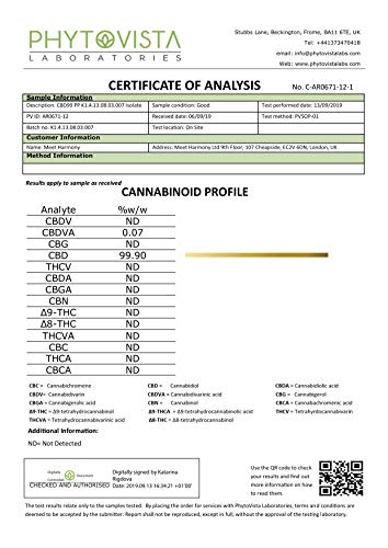 Harmony E-líquido de CBD (más de 99% pureza) - Terpenos de OG Kush - 30 mg CBD en 10 ml - Sin Nicotina
