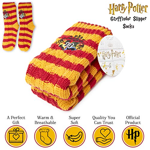 Harry Potter Calcetines Antideslizantes Mujer Con Forro Polar, Zapatillas de Casa Punto Invierno, Calcetín Mujer Grueso Lana, Accesorios Regalos Para Niños Niñas Mujeres Hombres