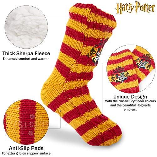 Harry Potter Calcetines Antideslizantes Mujer Con Forro Polar, Zapatillas de Casa Punto Invierno, Calcetín Mujer Grueso Lana, Accesorios Regalos Para Niños Niñas Mujeres Hombres