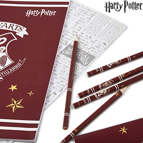 HARRY POTTER Merchandising, Material Escolar Bonito con Estuches Escolar Kawaii, Bolígrafo, Lapices de Colores, Cuaderno, Papeleria Infantil, Regalo Original Niño Edición Limitada