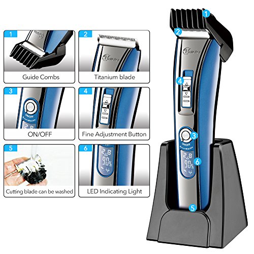 Hatteker- Cortapelos profesional para caballero, cortapelos eléctrico, recortador de barba, recortador de precisión, para hombre, para funcionamiento con batería y enchufe, recargable, USB