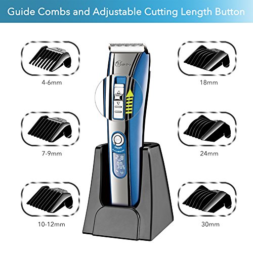 Hatteker- Cortapelos profesional para caballero, cortapelos eléctrico, recortador de barba, recortador de precisión, para hombre, para funcionamiento con batería y enchufe, recargable, USB
