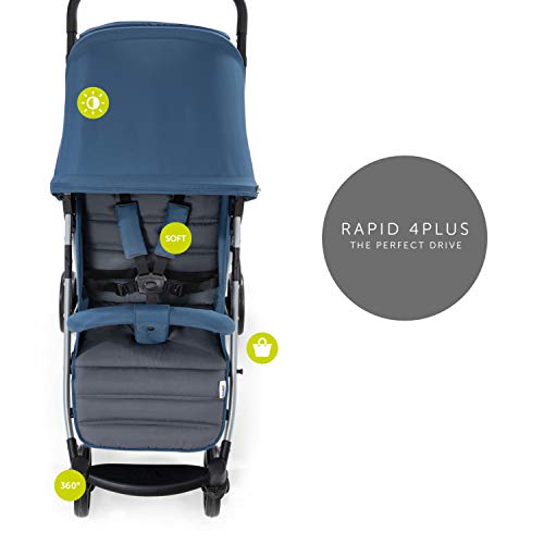 Hauck Rapid 4  Silla deportiva con respaldo reclinable para Bebés, desde nacimiento hasta 15 kg/4 años, Capacidad de carga 25 kg, Azul (Denim/Grey)