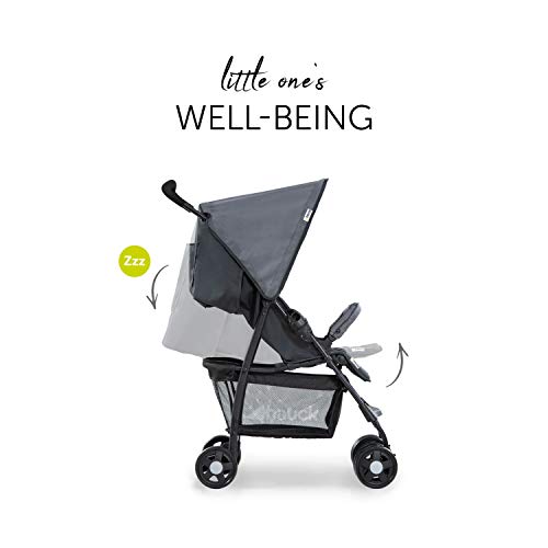 Hauck Sport Silla de paseo ultra ligera de 5,9kg, sistema de arnés de 5 puntos, respaldo reclinable, plegable, para bebes de 6 meses a 15kg, gris