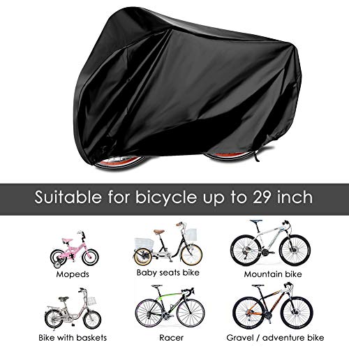 HAUEA Funda para Bicicleta Cubierta Impermeable 190T Protector portátil y Plegable de Poliéster, contra Lluvia,Sol,Polvo 200 x 110 x 70 cm (Negro)