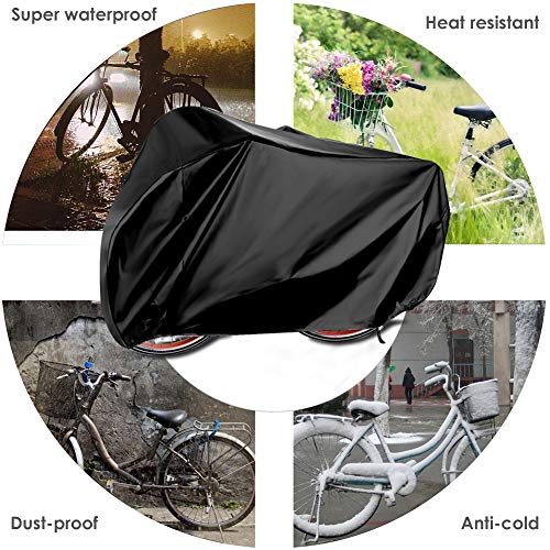 HAUEA Funda para Bicicleta Cubierta Impermeable 190T Protector portátil y Plegable de Poliéster, contra Lluvia,Sol,Polvo 200 x 110 x 70 cm (Negro)