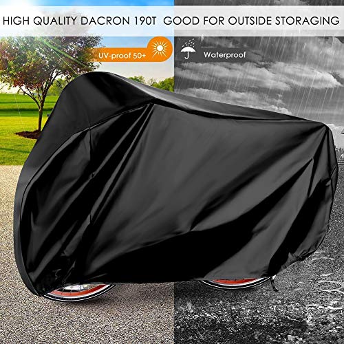 HAUEA Funda para Bicicleta Cubierta Impermeable 190T Protector portátil y Plegable de Poliéster, contra Lluvia,Sol,Polvo 200 x 110 x 70 cm (Negro)