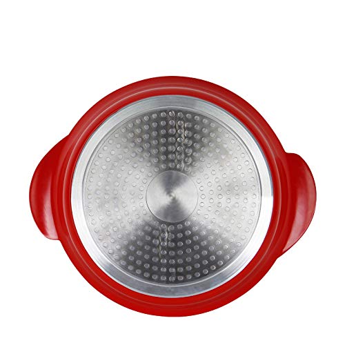 Haufson Yin Yang Hot Pot | Funciona con todas las cocinas principales | naturalmente antiadherente | Diseño sin costuras | Utensilios de cocina profesional para el hogar (rojo)