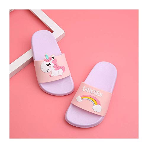 HausFine Zapatos de Ducha, Playa y Piscina Sandalias de Baño Antideslizantes Sandalias de Unicornio para niños y niñas (32.5 EU, Púrpura)