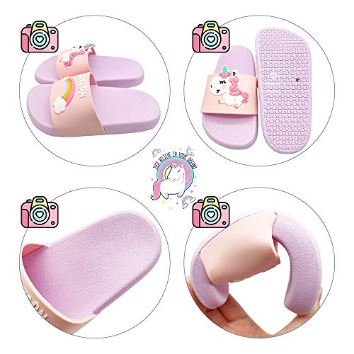 HausFine Zapatos de Ducha, Playa y Piscina Sandalias de Baño Antideslizantes Sandalias de Unicornio para niños y niñas (32.5 EU, Púrpura)