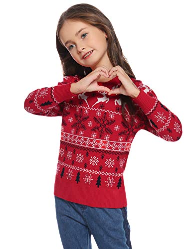 Hawiton Jersey de Mujer Navidad, Suave suéter de Punto de Cuello Redondo de Manga Larga y Holgado de Verano para Mujer y niño