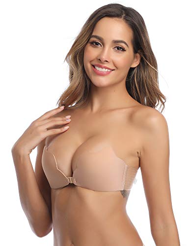 Hawiton Mujer Sujetador Autoadhesivo Push up Silicona, Sexy Sujetadores sostén sin Tirantes