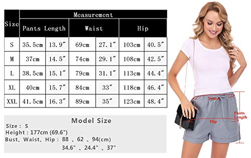 Hawiton Pantalones Cortos para Mujer, Algodon Pantalones de Trabajo Mujer de Cintura Alta, Pantalones de Deporte con cordón y Bolsillos