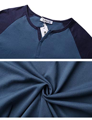 Hawiton Pijamas Hombre Invierno Manga Larga de Algodón Pantalones Largo Conjunto de Pijama de Hombre 2 Pieza