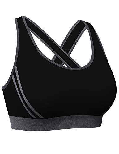 Hawiton Sujetador Deportivo Alto Impacto Mujer Sujetador de Ejercicio Cómodo Bra Deportivo Sujetador Negro Deportivo Niña Sin Costuras Almohadilla Desmontable para Fitness Yoga Pilates Bailar Correr