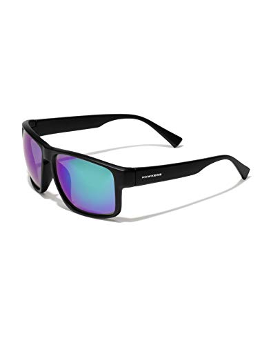 HAWKERS Gafas de Sol Deportivas Faster, para Hombre y Mujer, con Montura negra mate y lente polarizada y cromada en verde y morado con efecto espejo, Protección UV400