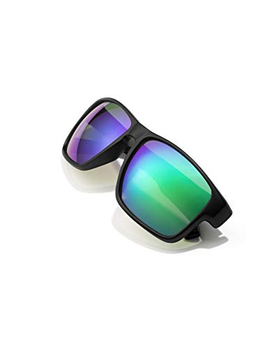 HAWKERS Gafas de Sol Deportivas Faster, para Hombre y Mujer, con Montura negra mate y lente polarizada y cromada en verde y morado con efecto espejo, Protección UV400