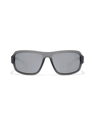 HAWKERS · Gafas de Sol F18 Grey, para Hombre y Mujer, de diseño sportswear con montura gris translúcida con lentes espejadas cromadas oscuras, Protección UV400