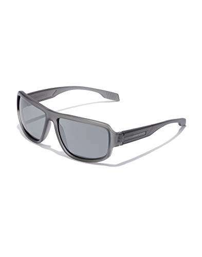 HAWKERS · Gafas de Sol F18 Grey, para Hombre y Mujer, de diseño sportswear con montura gris translúcida con lentes espejadas cromadas oscuras, Protección UV400
