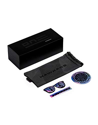 HAWKERS Gafas de Sol ONE Carbono, para Hombre y Mujer, con Montura Negra Mate con Trama y Lente Azul Claro Efecto Espejo, Protección UV400