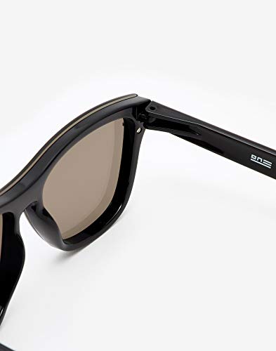 HAWKERS · Gafas de Sol ONE Venm Hybrid Clear One, para Hombre y Mujer, con montura negra acabado brillo y lente de máscara azul cielo con efecto espejo, Protección UV400