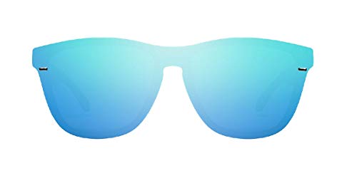HAWKERS · Gafas de Sol ONE Venm Hybrid Clear One, para Hombre y Mujer, con montura negra acabado brillo y lente de máscara azul cielo con efecto espejo, Protección UV400
