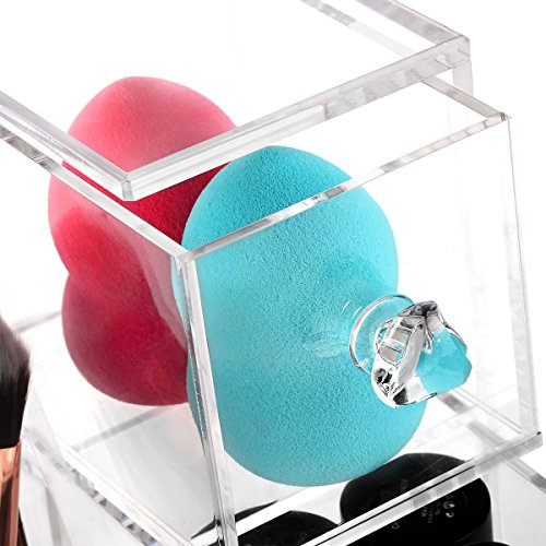 HBF Organizadores Cosméticos Transparente Acrílico con Perla Rosa Almacenamiento Maquillaje para Pincel De Maquillaje Pinceles Joyas