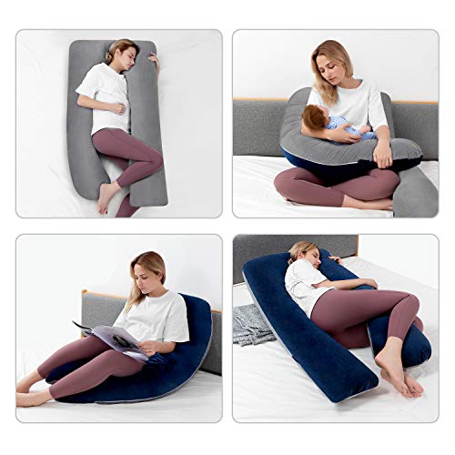 HBselect Almohada Embarazada Dormir Mejorar Sueño，Almohada Embarazo Almohada Maternidad Desmontable y Lavable para Espalda Lumbar Barriga Caderas Piernas