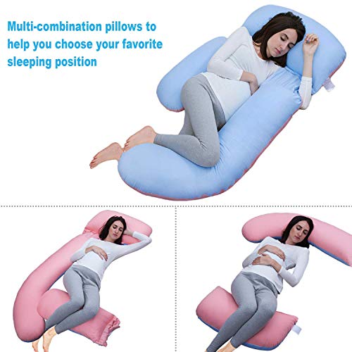 HBselect Almohada Embarazo Mejorar Sueño Suave Algodon 150 X 75 Cm Almohada Maternidad para Espalda Lumbar Barriga Caderas Piernas Dormir U Forma Almohada Embarazo y Lactancia Desmontable y Lavable