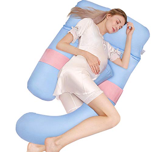 HBselect Almohada Embarazo Mejorar Sueño Suave Algodon 150 X 75 Cm Almohada Maternidad para Espalda Lumbar Barriga Caderas Piernas Dormir U Forma Almohada Embarazo y Lactancia Desmontable y Lavable