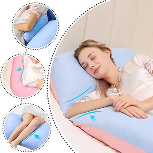 HBselect Almohada Embarazo Mejorar Sueño Suave Algodon 150 X 75 Cm Almohada Maternidad para Espalda Lumbar Barriga Caderas Piernas Dormir U Forma Almohada Embarazo y Lactancia Desmontable y Lavable