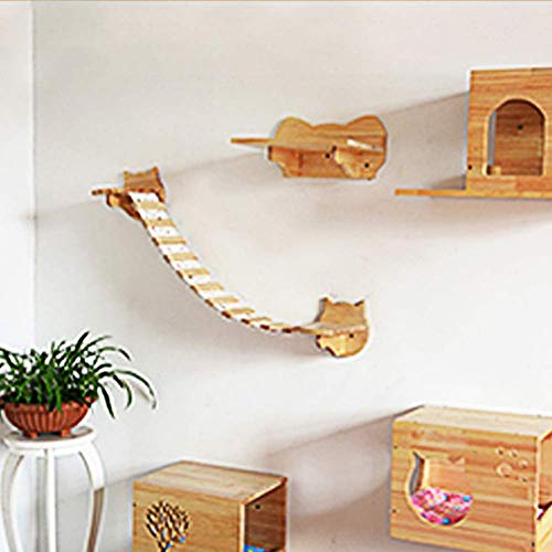 HC - Centro de actividad para gatos, de madera, montado en la pared, puente colgante