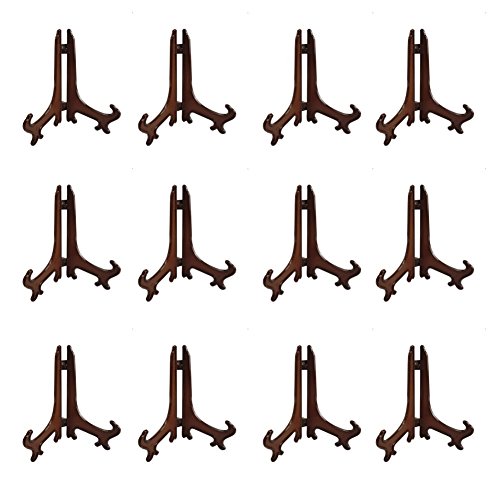 HCHLQLZ Marrón 3 Pulgada Plástico Pantalla Soporte Caballete para Foto Marco Bowl Placa 12 Pieza