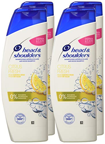 Head and Shoulders Citrus Fresh Champú anticaspa 280 ml – Lote de 4