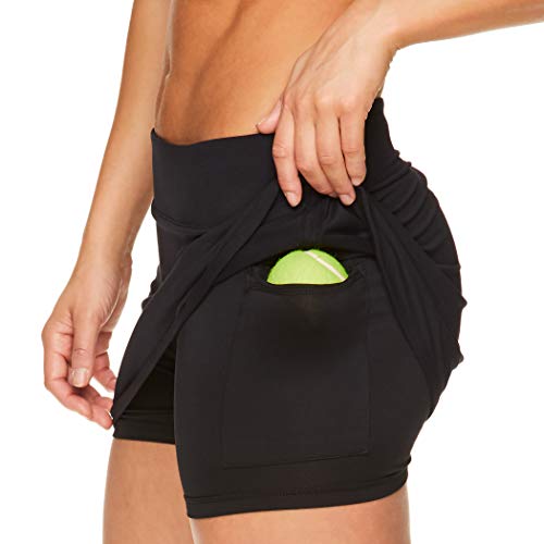 Head Falda de tenis atlética para mujer con bolsillo de bola, para entrenamiento de golf y para correr - Negro - X-Large