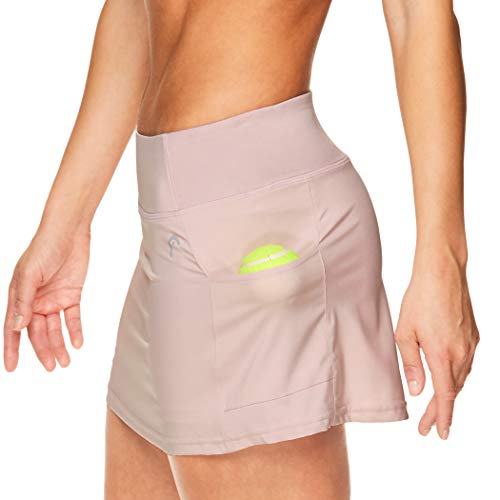 HEAD Falda de tenis atlética para mujer con bolsillo para pelota - Entrenamiento Golf ejercicio y running Skort - Rosa - X-Small