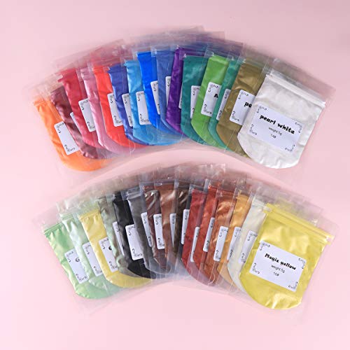 Healifty 30pcs Mica Polvo Mineral Maquillaje Pigmentos Sombra de ojos Maquillaje Nail Art Body Jabón Hacer Loción