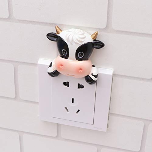 Healifty Pegatinas de interruptor de luz 3d animal vaca etiqueta de la pared dormitorio de los niños sala de estar casa festival año nuevo enchufe de pared decoración