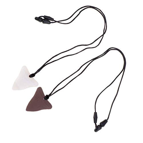 HEALLILY Collar de masticación sensorial de diente de tiburón de 2 piezas collar de mordedor masticable sensorial para masticar juguete de mordedor sensorial autista