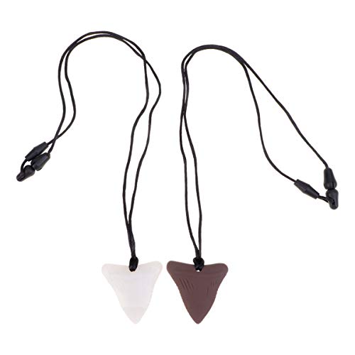 HEALLILY Collar de masticación sensorial de diente de tiburón de 2 piezas collar de mordedor masticable sensorial para masticar juguete de mordedor sensorial autista