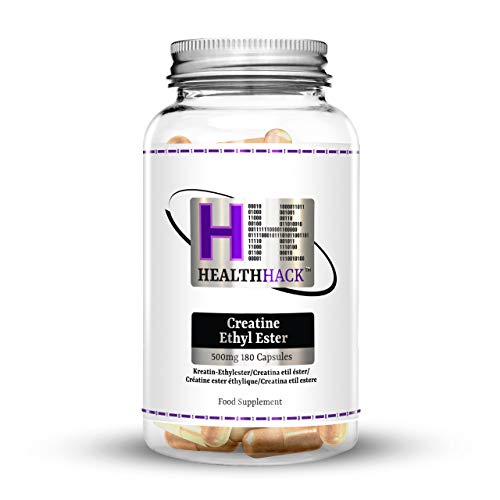 Health Hack - Éster etílico de creatina, 500 mg, 180 cápsulas