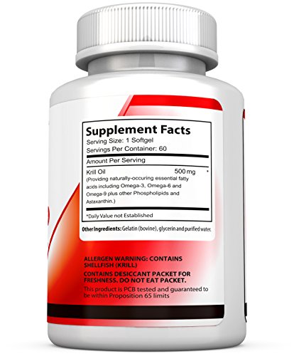 Health Labs Nutra Omega 3 Aceite de Krill 1000mg por porción (2 cápsulas blandas) Suministro de 30 días La mayor concentración de Omega-3, 6'S 9'S DHA/EPA