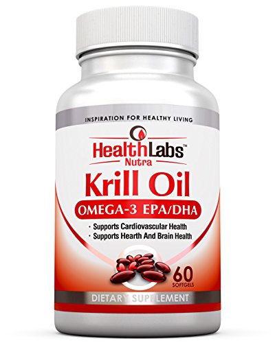 Health Labs Nutra Omega 3 Aceite de Krill 1000mg por porción (2 cápsulas blandas) Suministro de 30 días La mayor concentración de Omega-3, 6'S 9'S DHA/EPA