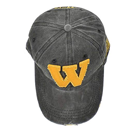 heekpek Gorra Hombre Béisbol Retro Snapback Unisex Verano Letra W Moda Hockey Béisbol Gorras Hip Hop Sombreros (Lavado Negro)
