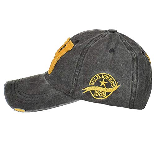 heekpek Gorra Hombre Béisbol Retro Snapback Unisex Verano Letra W Moda Hockey Béisbol Gorras Hip Hop Sombreros (Lavado Negro)