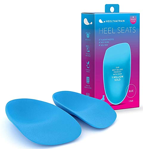 Heel That Pain Insertos para ortesis de pie - talón tazas cojines plantillas para Fascitis Plantar, espolones del talón Large Azul Claro