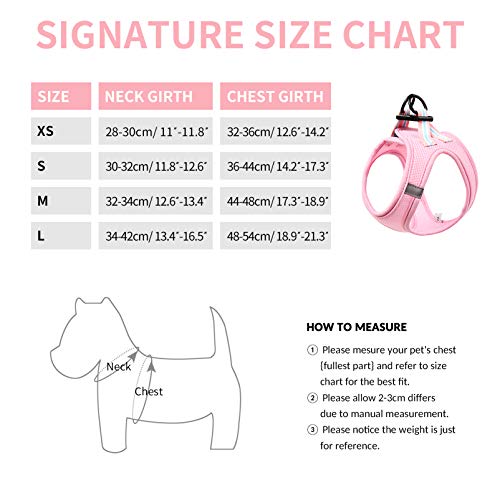 HEELE Arnés Gato Chaleco Gatito Perro Pequeño Ajustable Suave Acolchado Cómodo para Viajar Pasear con Mascota Pequeña Cachorro Chihuahua, Rosa, XS